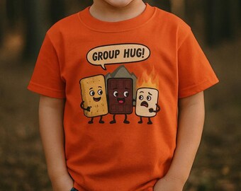 キッズキャンプTシャツ：スモアデザイン、アウトドアアドベンチャーシャツ