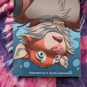 May include: A book cover with a blue background and a cartoon animal with orange fur and a pink nose. The title of the book is "Reaper's Lottery" and the author is "Gre7g Luterman". The book is illustrated by "H. Kyohr Luterman".