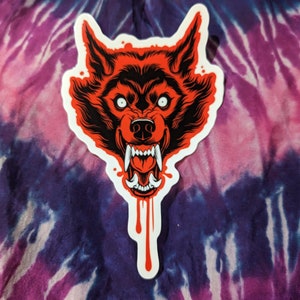 Red Wolf | Vinyl Sticker | 5in X 3.5in | Water Proof Sticker | Laptop Decal | Water Bottle Sticker