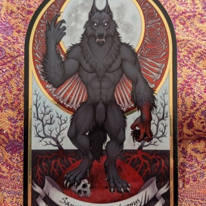 Saint Lycanthropus | Vinyl Sticker | 6in | Water Proof Sticker | Novena Candle | Laptop Decal | Water Bottle Sticker