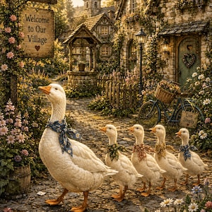 Duck Parade Digital Cross Stitch Design, full coverage, Pattern Keeper Compatible, Part of the Woodland Storybook Collection