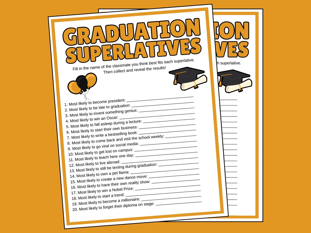 Graduation Superlatives Game | Printable Class Party Activity | Fun ...