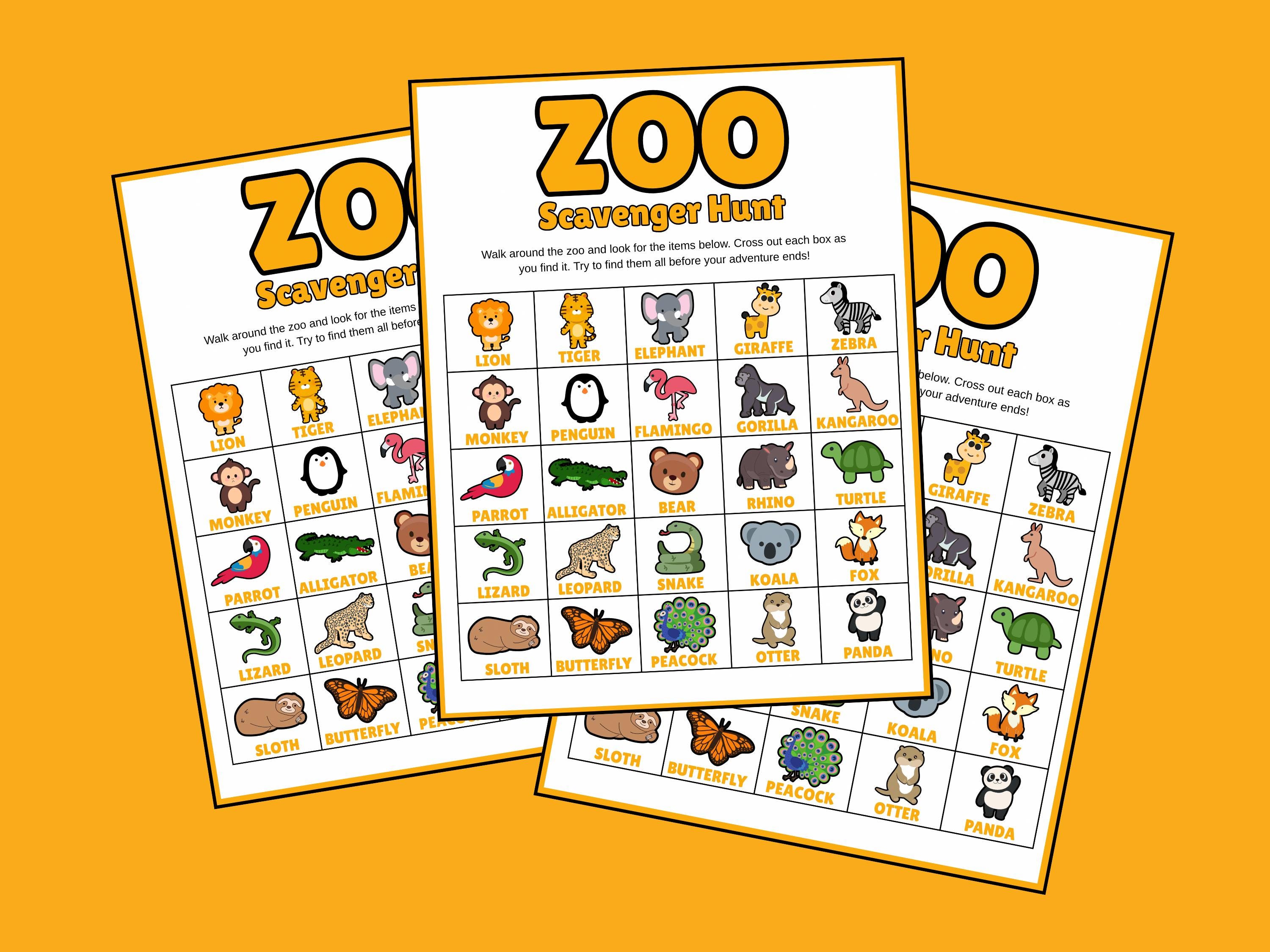 Zoo Scavenger Hunt Printable | Fun Activity for Kids & Families - Etsy