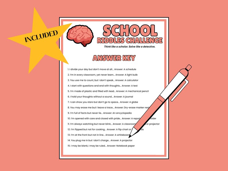 Student Wordle Riddles School Riddles Challenge – Printable Game for Kids | Fun Classroom ...