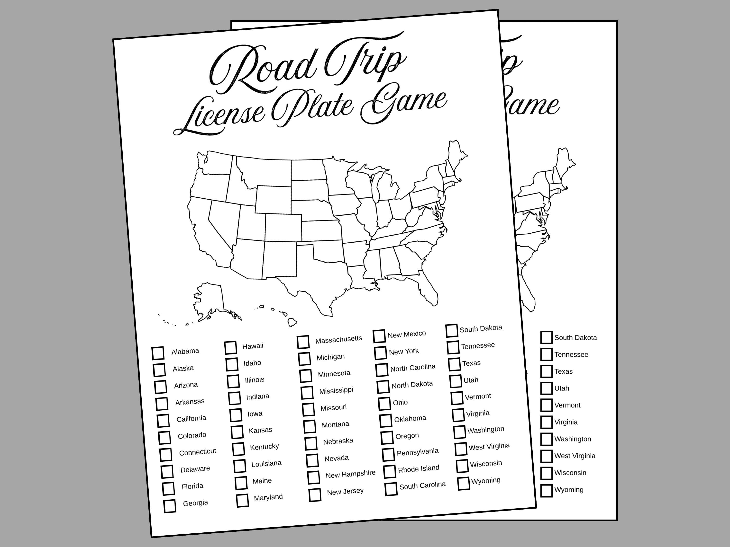 License Plate Road Trip Game | Printable U.S. States Car Activity for ...