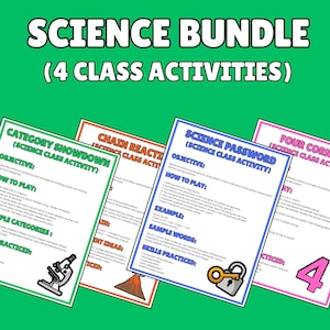 Science Game Bundle | 4 Fun Printable Classroom Activities for Teachers | PDF STEM Review Games for Elementary & Middle School