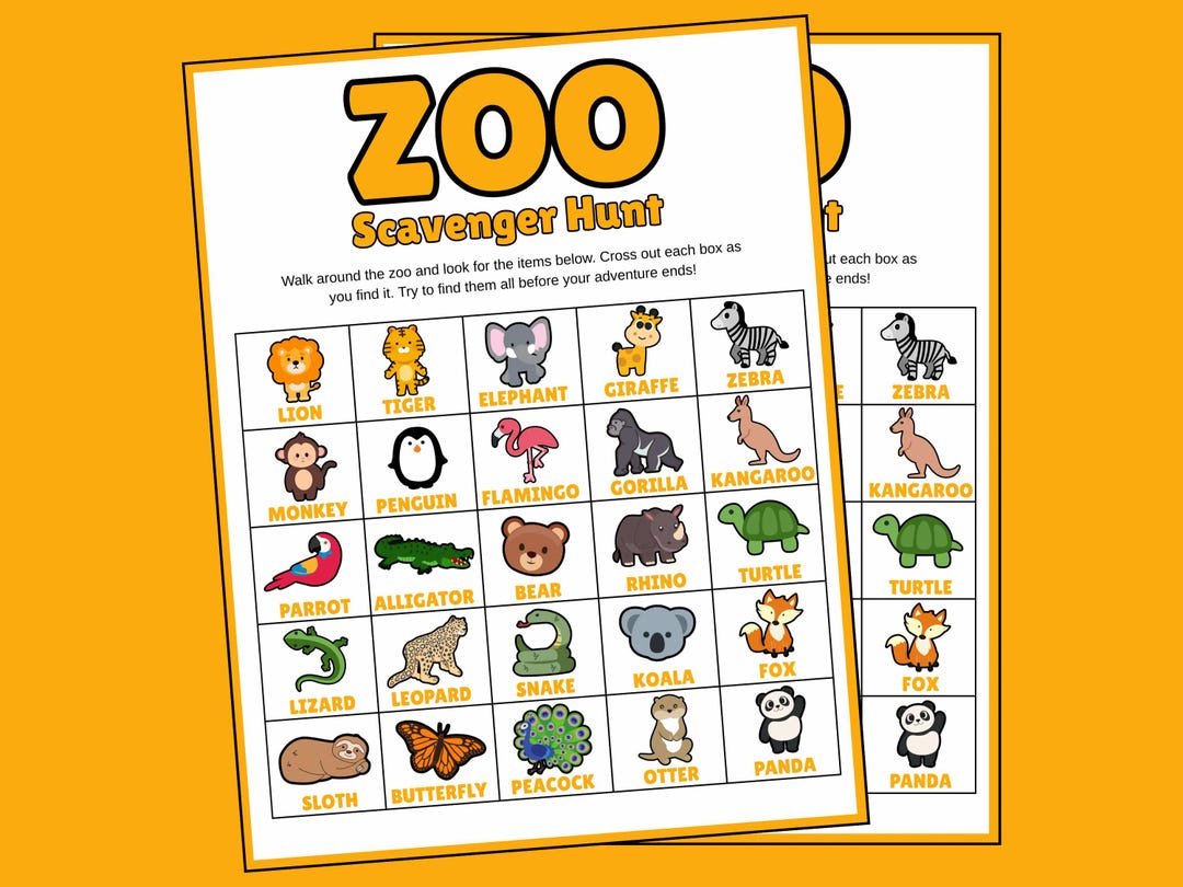 Zoo Scavenger Hunt Printable | Fun Activity for Kids & Families - Etsy
