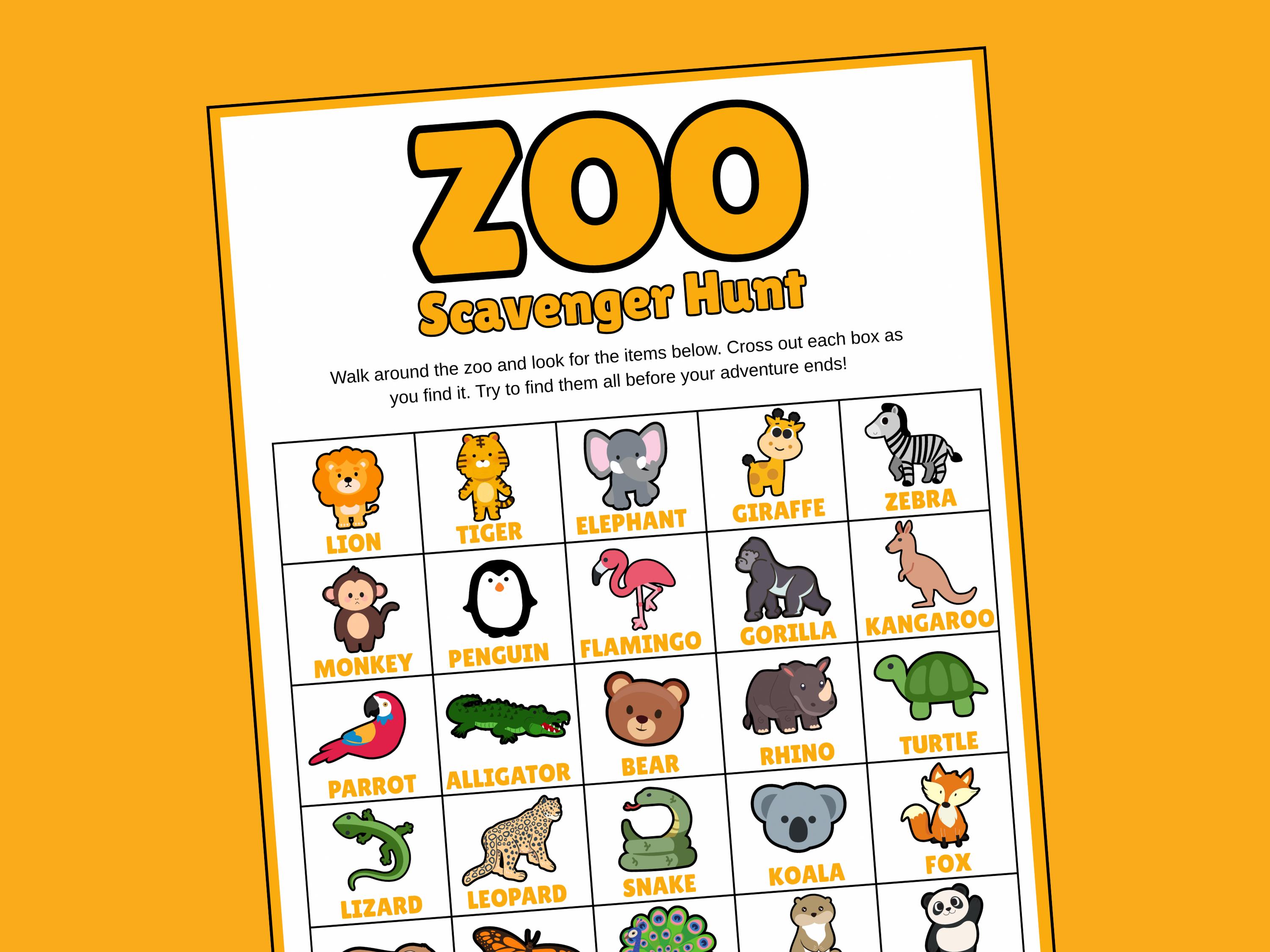 Zoo Scavenger Hunt Printable | Fun Activity for Kids & Families - Etsy