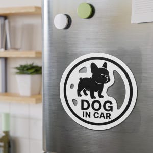 Cute Dog in Car Die-Cut Magnet | French Bulldog Car Magnet, Pet Lover Gift, Dog Parent Accessory, Home Decor