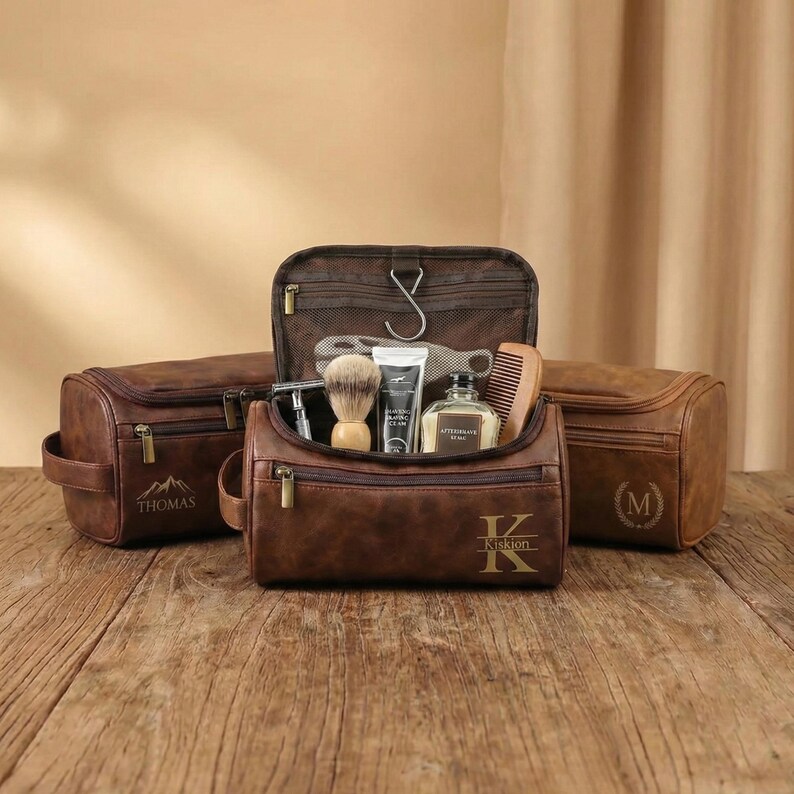 Personalized Leather Dopp Kit Men, Custom Groomsmen Gift - Etsy