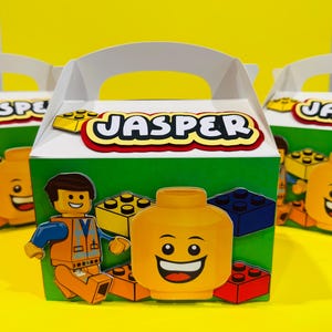 Lego Party Gable Boxes | Building Block Favour Boxes | Kids Birthday Loot Bags | Party Decorations