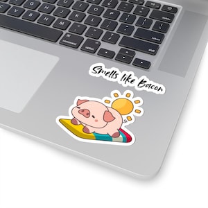 Pegatinas de cerdo con olor a tocino, regalos divertidos para amantes del tocino, pegatinas para portátil, decoración de animales de dibujos animados, decoración de cocina original