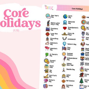US Holiday Planner Stickers: Celebration Calendar Decals