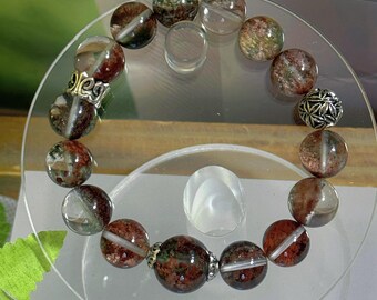 11mm Phantom Quartz Bracelet: Garden Ghost Crystal Healing Gemstone