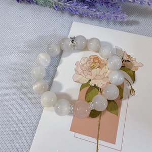 White Rutilated Quartz Cat Eye Bracelet – Natural Crystal Jewelry, Healing Energy Stone