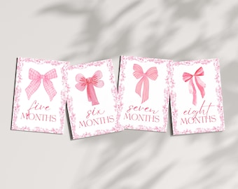 Baby Girl Milestone Cards | Printed Set | 12 Monthly Photo Props | First Year Keepsake | Newborn to 1 Year | Baby Shower Gift | The Frances