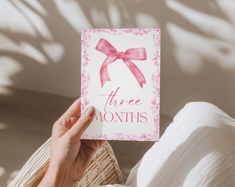 Baby Girl Milestone Cards | Printed Set | 12 Monthly Photo Props | First Year Keepsake | Newborn to 1 Year | Baby Shower Gift | The Frances