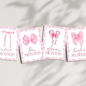 Cartes jalons bébé fille | Ensemble imprimé | 12 accessoires photo mensuels | Souvenir de première année | Du nouveau-né à 1 an | Cadeau baby shower | La Françoise