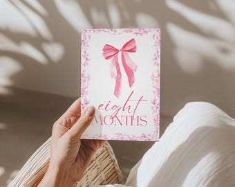 Baby Girl Milestone Cards | Printed Set | 12 Monthly Photo Props | First Year Keepsake | Newborn to 1 Year | Baby Shower Gift | The Frances