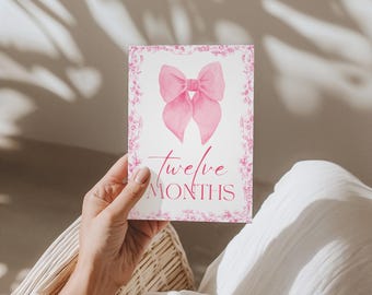 Baby Girl Milestone Cards | Printed Set | 12 Monthly Photo Props | First Year Keepsake | Newborn to 1 Year | Baby Shower Gift | The Frances