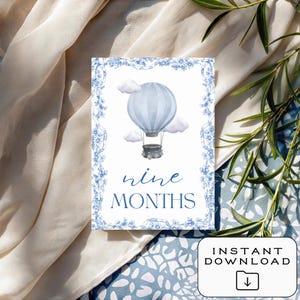 12 cartes jalons bébé garçon | Téléchargement numérique | Imprimable | Accessoires photo mensuels | Souvenir de première année | Cadeau baby shower | Le Henri