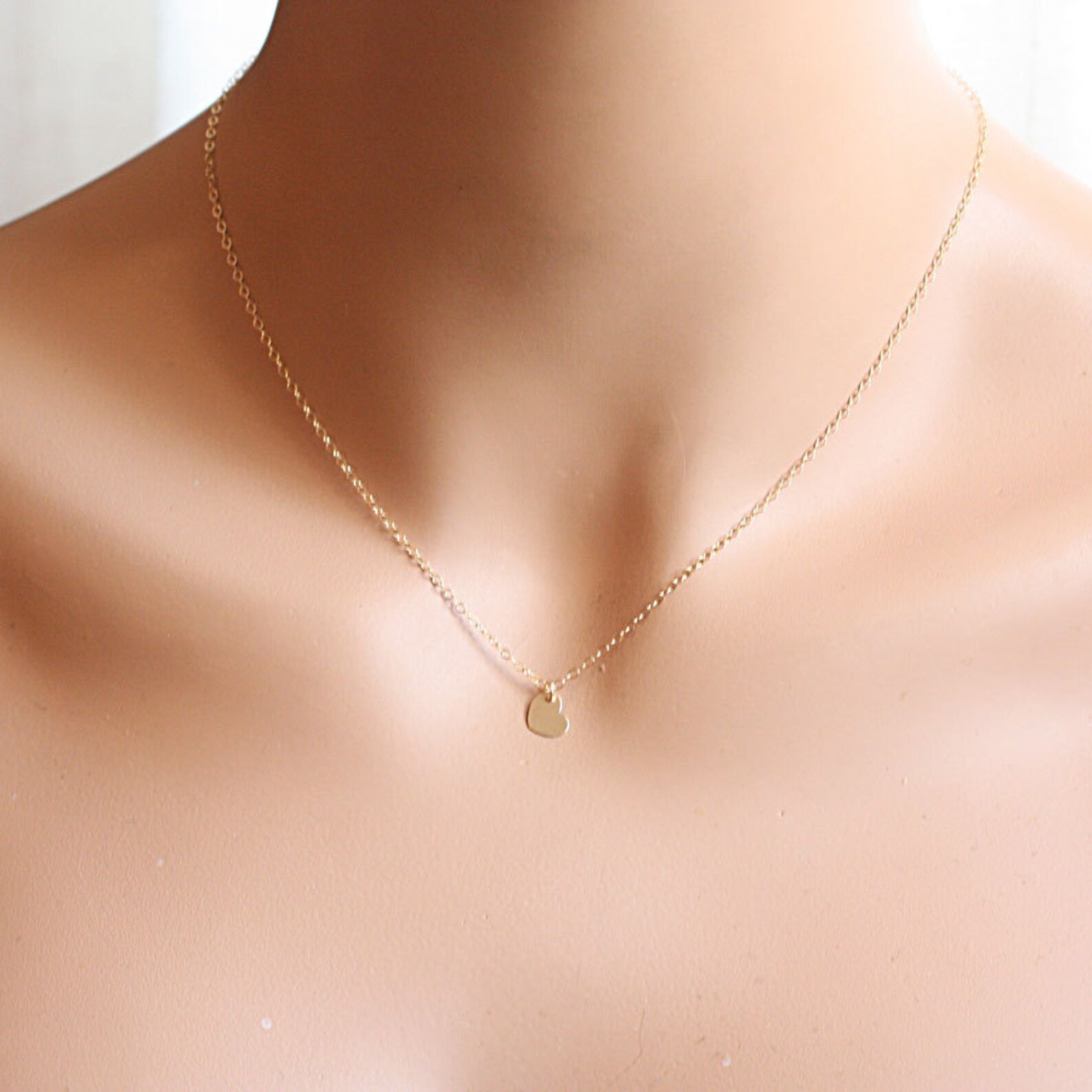 Tiny Heart Necklace Tiny Heart Charm Gold Filled Necklace Etsy