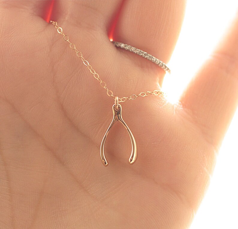 Tiny Gold Wishbone Necklace, Good Luck Charm, Graduation Gift for Her, Wishbone Charm Necklace, Dainty Necklace, Gold Fill, Sterling Silver image 3