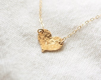 Tiny Heart Ketting - Gold Fill /Sterling Silver / Rose Gold / Dainty Heart Ketting, Minimalistische Sieraden, Cadeau voor haar