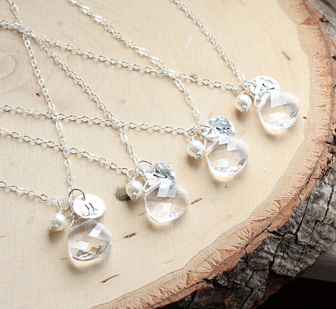 Bridesmaid Necklace Gift Set of FOUR 4 Sterling Silver Etsy
