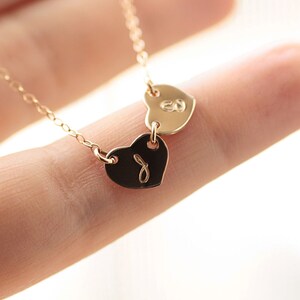 Tiny Heart Necklace, Two Initial Necklace, Personalized Necklace ...
