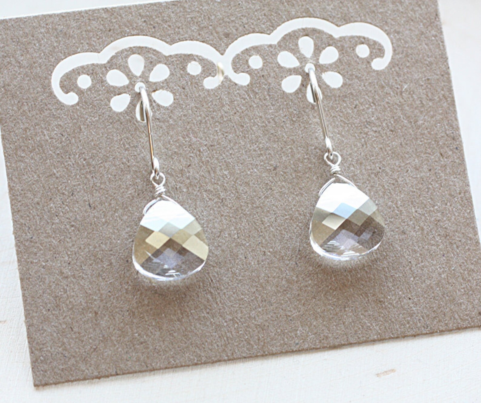 Sterling Silver Tiny Crystal Necklace Bridesmaids Necklace Etsy