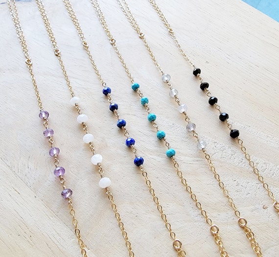Labradorite Beaded Double Strand Bracelet Gold-filled and Gold-plated Labradorite Beaded Double Strand Bracelet Gold-filled and Gold-plated