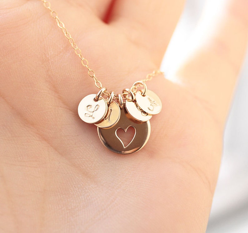Personalized Mother's Necklace Four Gold Initial Charms - Etsy