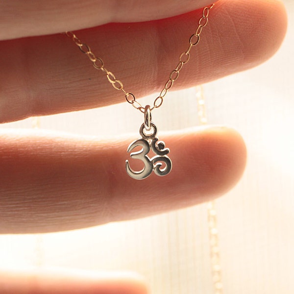 Ohm Symbol Necklace, Tiny Om Charm ~ Yoga Jewelry, Dainty Jewelry for Yogis / Gold Fill / Sterling Silver / Rose Gold