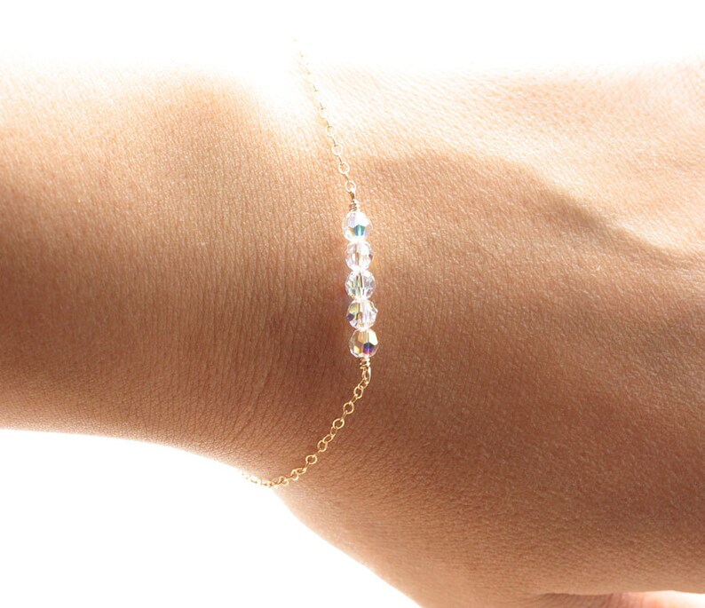 Dainty Everyday Gold Chain Bracelet Floating Swarovski Etsy