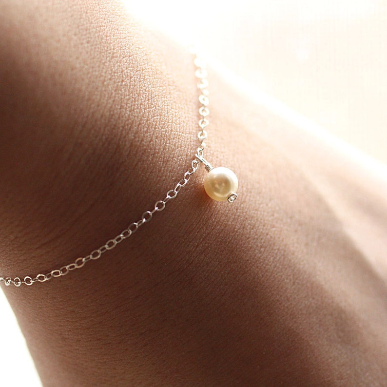 Dainty Pearl Bracelet Sterling Silver Everyday Bracelet Etsy