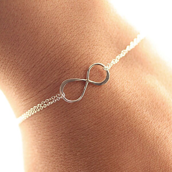Infinity Bracelet, Sterling Silver Charm Bracelet, Dainty Everyday Bracelet - Bridesmaids Bracelet - Delicate, Feminine & Simple