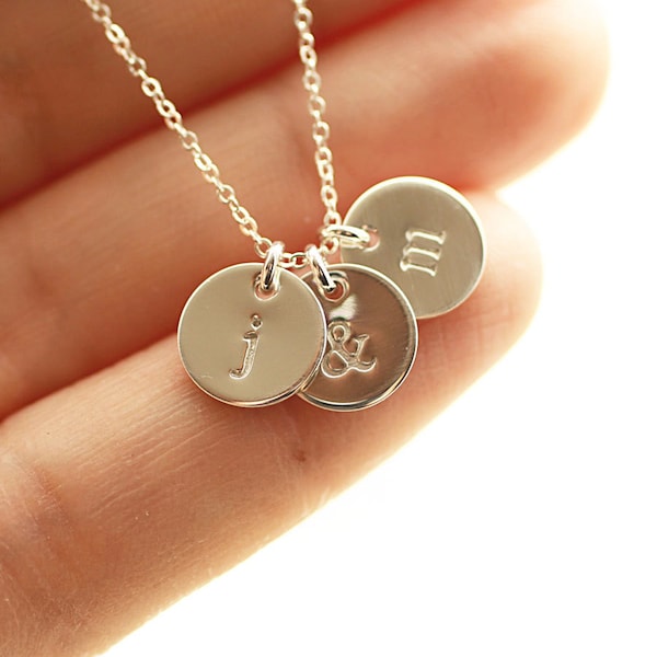 Sterling Silver Initial Disc Necklace, Personalized Jewelry for Mom, Gift for Her, Dainty Initial Charm Necklace, Mother's Necklace