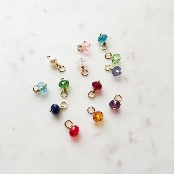 ADD ON - Birthstone Charm, Swarovski Crystal, Custom Birthstone, Sterling Silver, Gold Fill, Add on to any Necklace