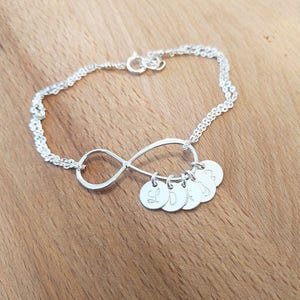 Infinity Bracelet, Personalized Jewelry, Infinity Initial Bracelet, Sterling Silver, Infinity Anklet, Mother's Bracelet, Bridesmaids Gift image 2