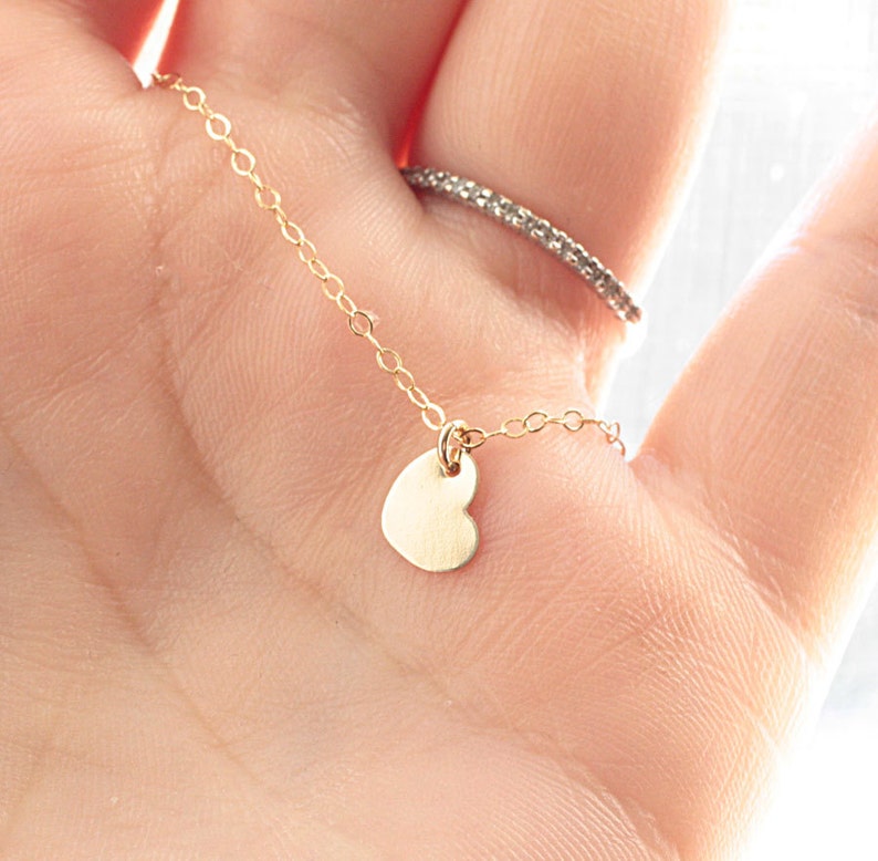 Tiny Heart Necklace Tiny Heart Charm Gold Filled Necklace Etsy