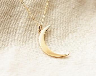 Cresecent Moon Necklace, Gold Moon Charm, Gold Filled Necklace, Sterling Silver Crescent Necklace, Dainty Necklace, Layering Necklace