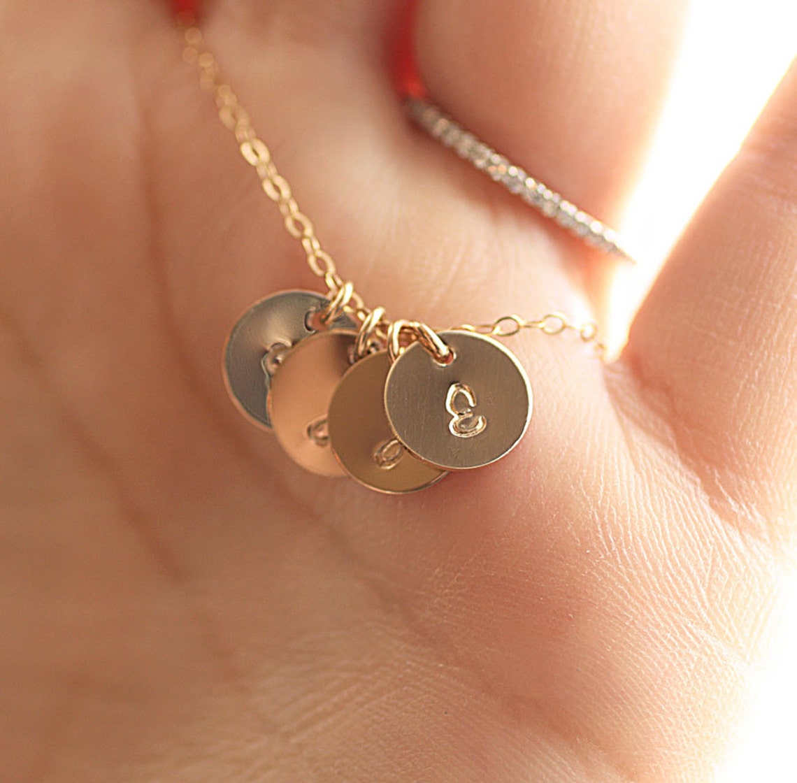 Gold Initial Necklace Personalized Charm Necklace Hand Etsy