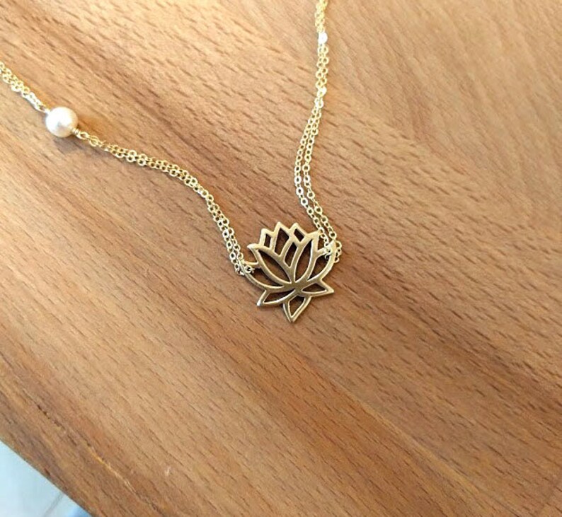 Lotus Necklace Gold Lotus Flower Necklace Lotus and Etsy