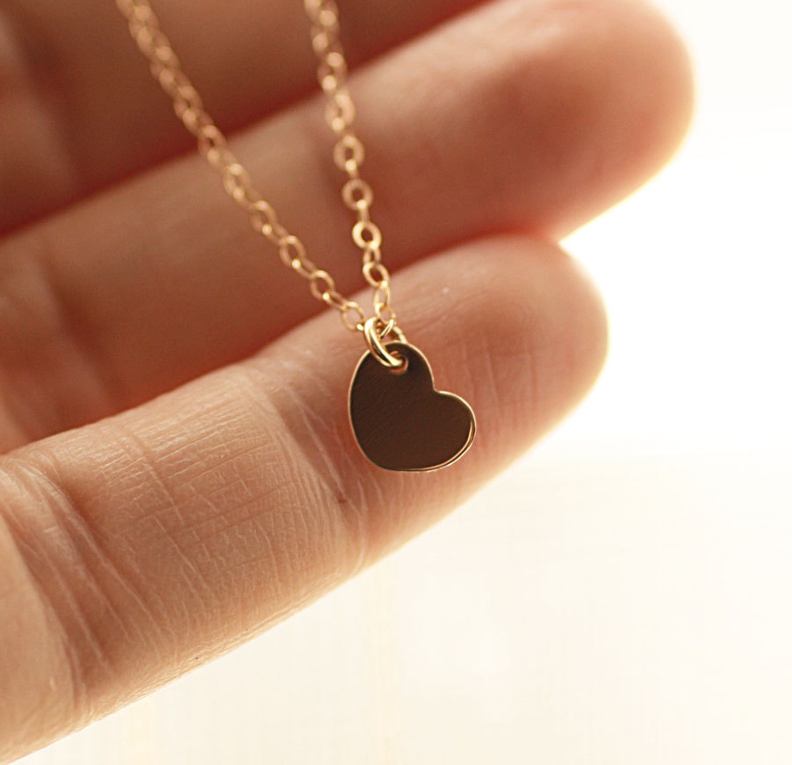 Tiny Heart Necklace Tiny Heart Charm Gold Filled Necklace Etsy