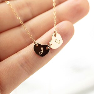 Tiny Heart Necklace, Two Initial Necklace, Personalized Necklace ...