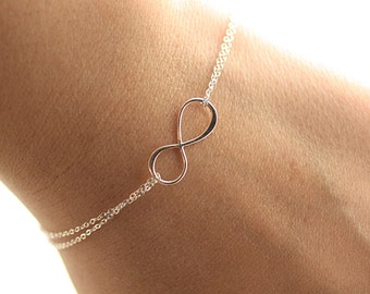 Infinity Bracelet • Sterling Silver Charm Bracelet • Bridesmaids Gift for Her • Gold Fill • Rose Gold • Sterling Silver Anklet, Necklace