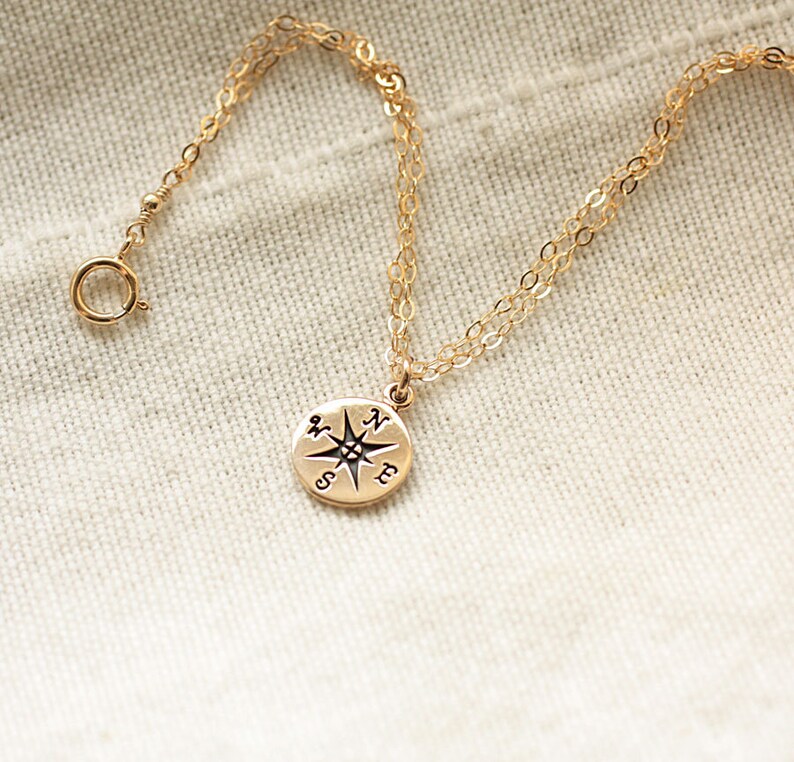 Compass Charm Bracelet Gold Filled Bracelet Friendship Etsy