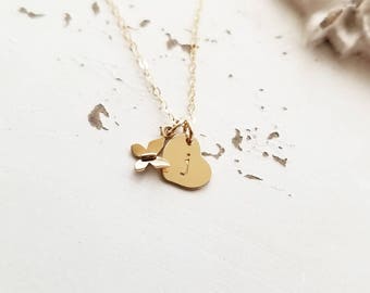 Tiny Butterfly & Heart Necklace, Flower Girl Gift, Sterling Silver, Gold Fill, Rose Gold, Personalized Initial Charm, Children's Necklace