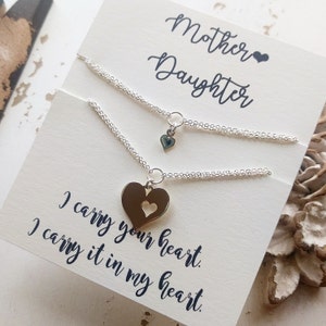 Mother and Daughter Bracelet Set, Mommy & Me Mothers Day Gift, Mothers Heart Bracelet, Girls Bracelet, Available in Gold and Sterling Silver image 2